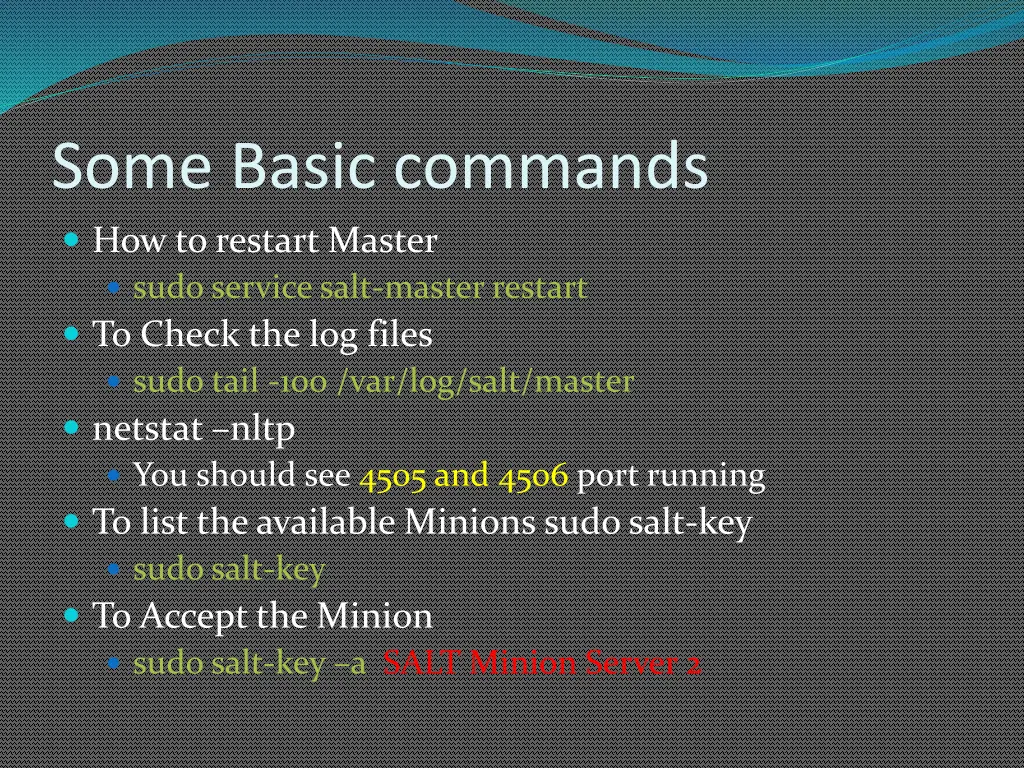 some basic commands how to restart master sudo