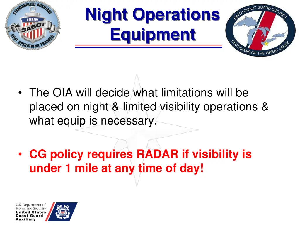 night operations equipment