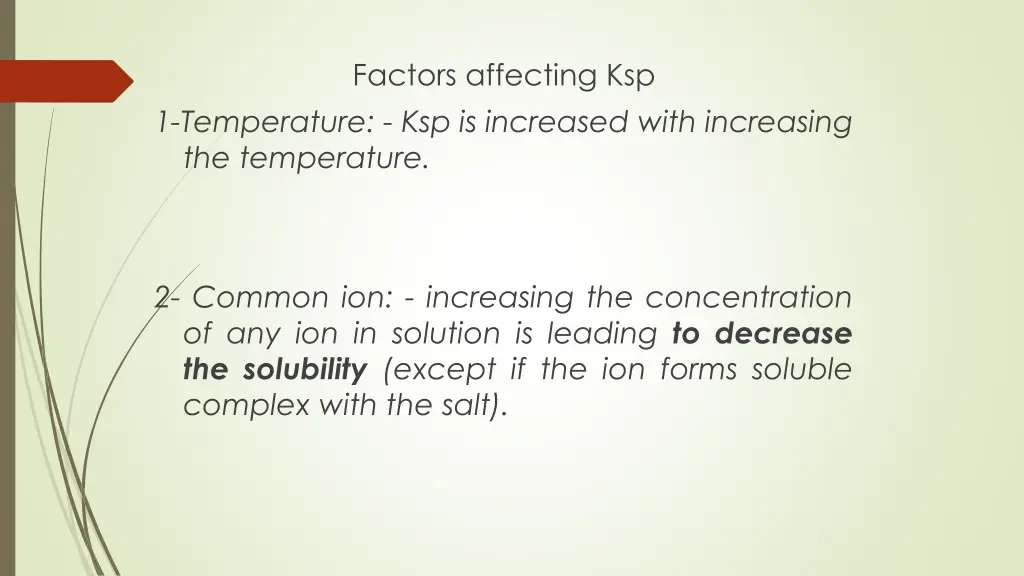 factors affecting ksp