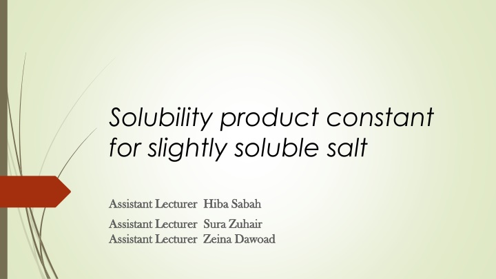 solubility product constant for slightly soluble