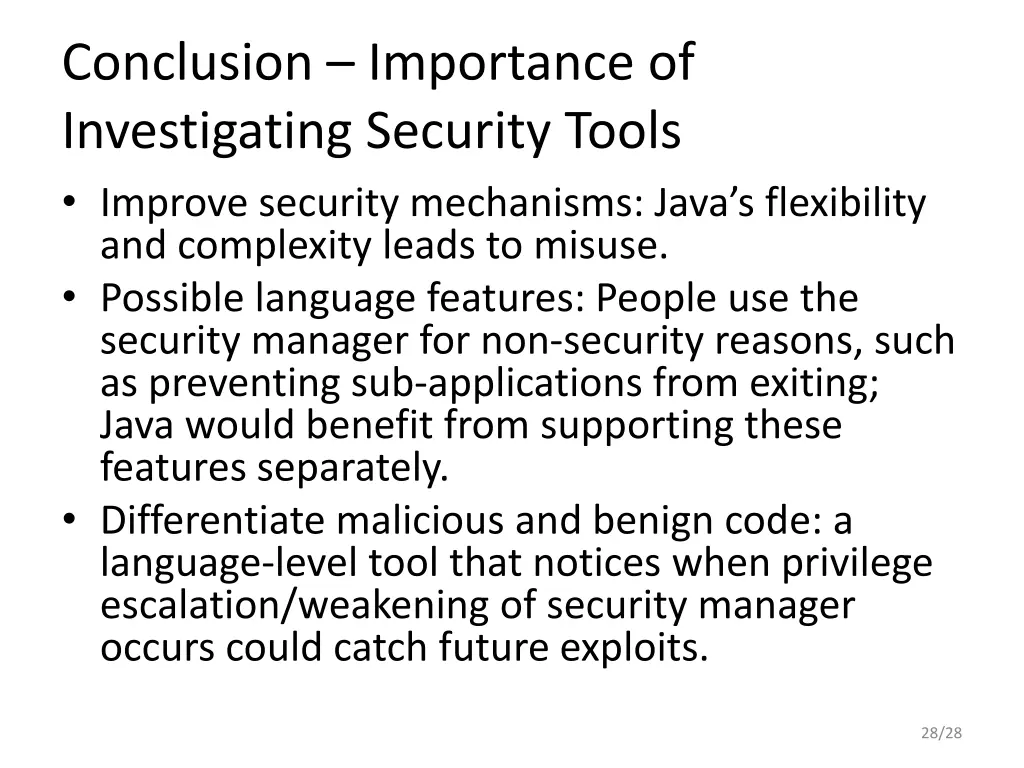 conclusion importance of investigating security