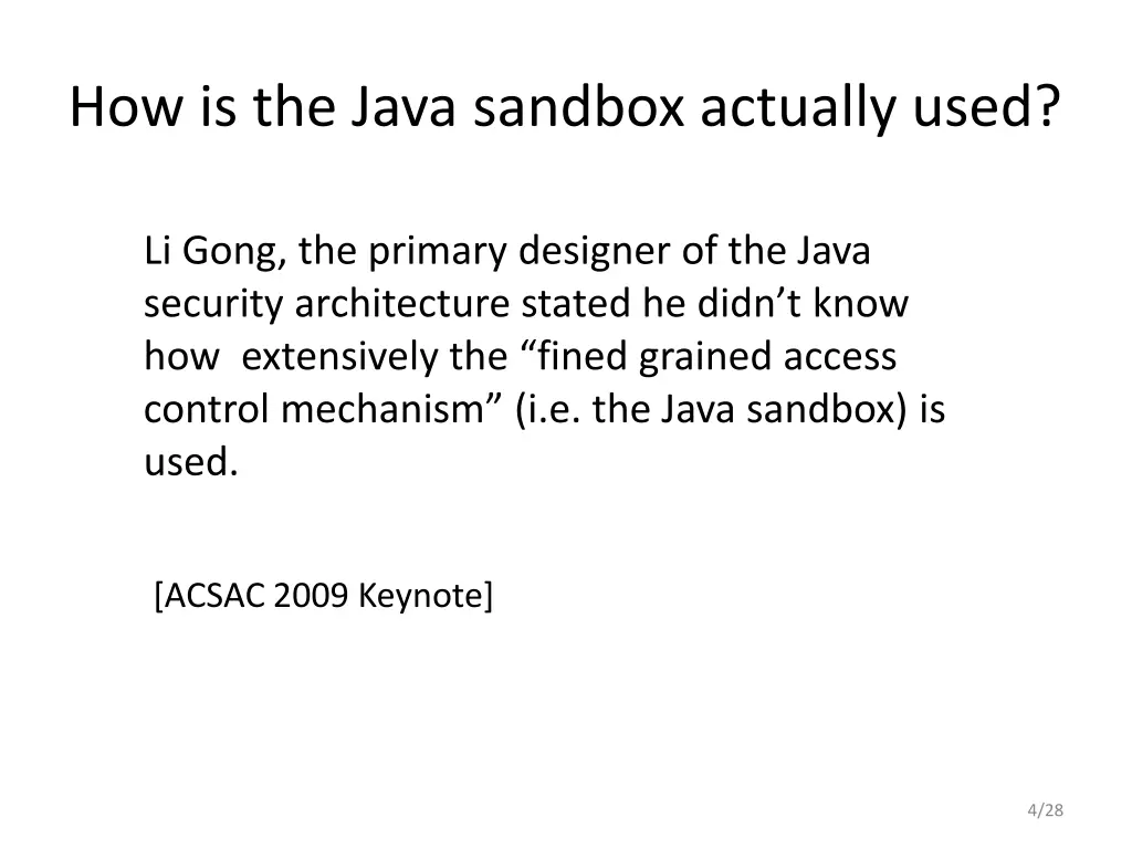 how is the java sandbox actually used