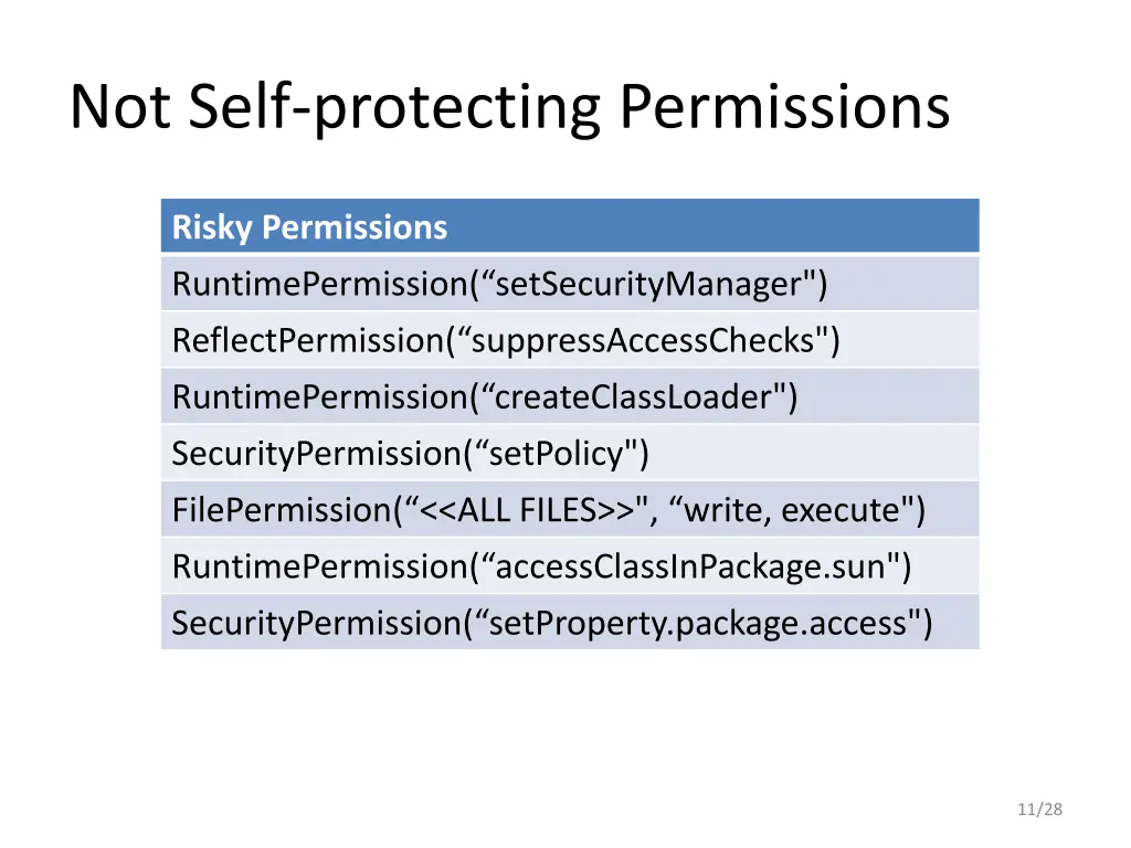 not self protecting permissions