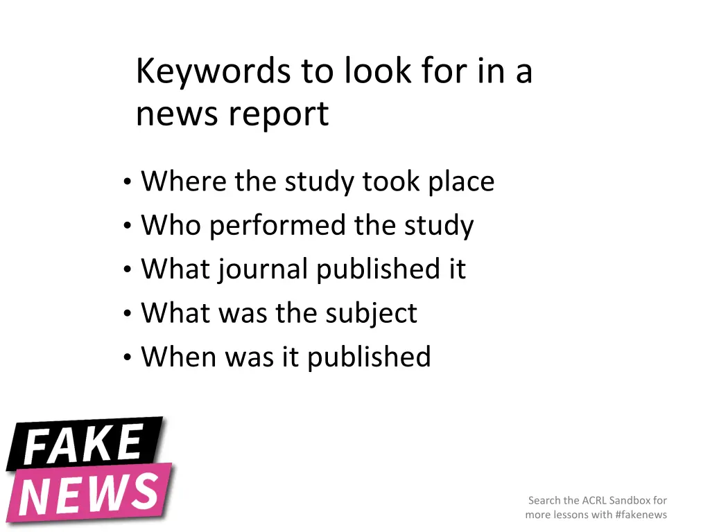 keywords to look for in a news report