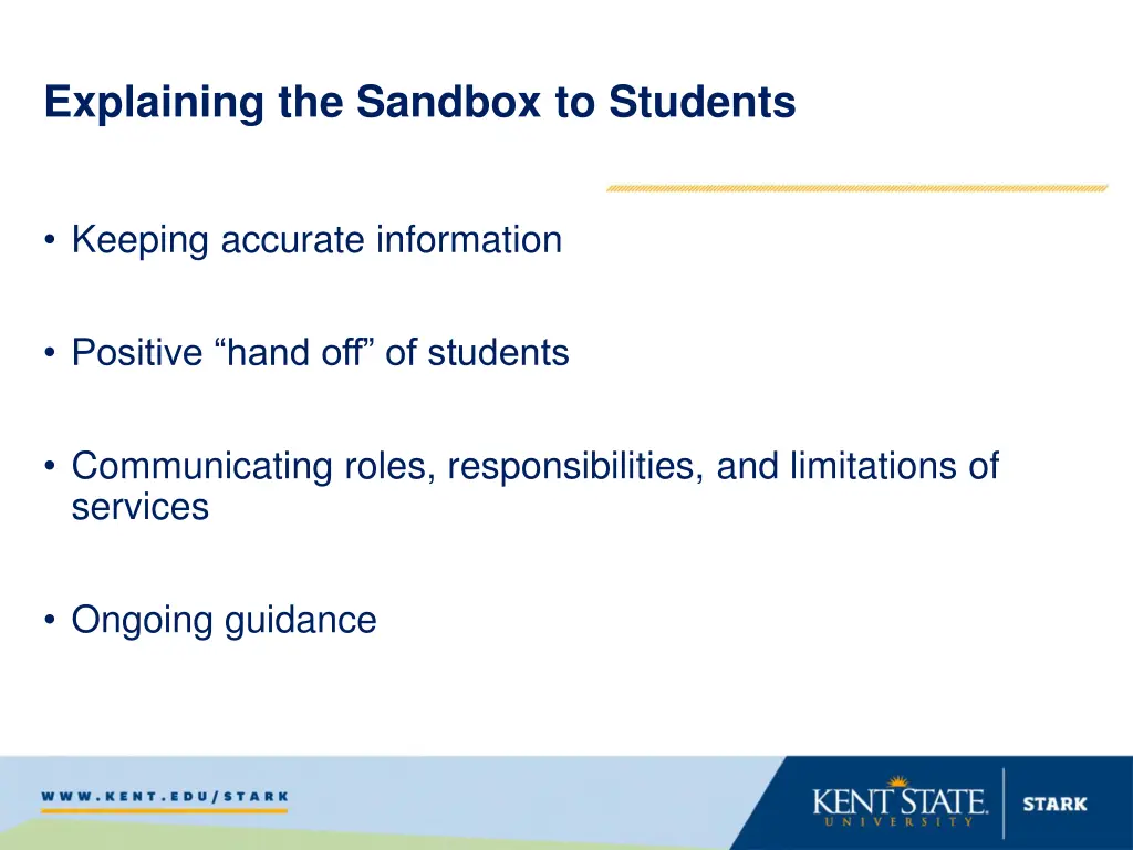 explaining the sandbox to students