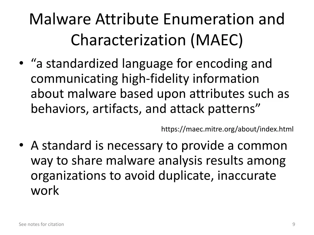 malware attribute enumeration