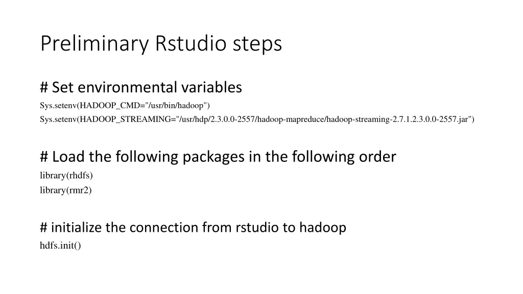 preliminary rstudio steps