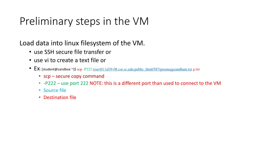 preliminary steps in the vm 1