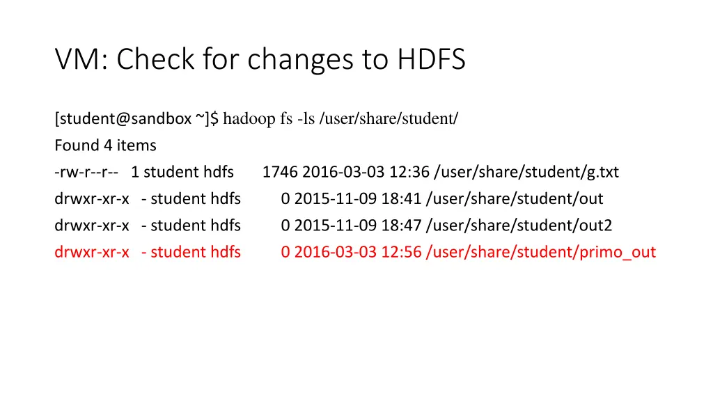 vm check for changes to hdfs