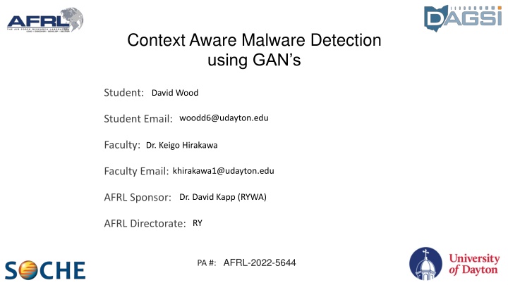 context aware malware detection using gan s