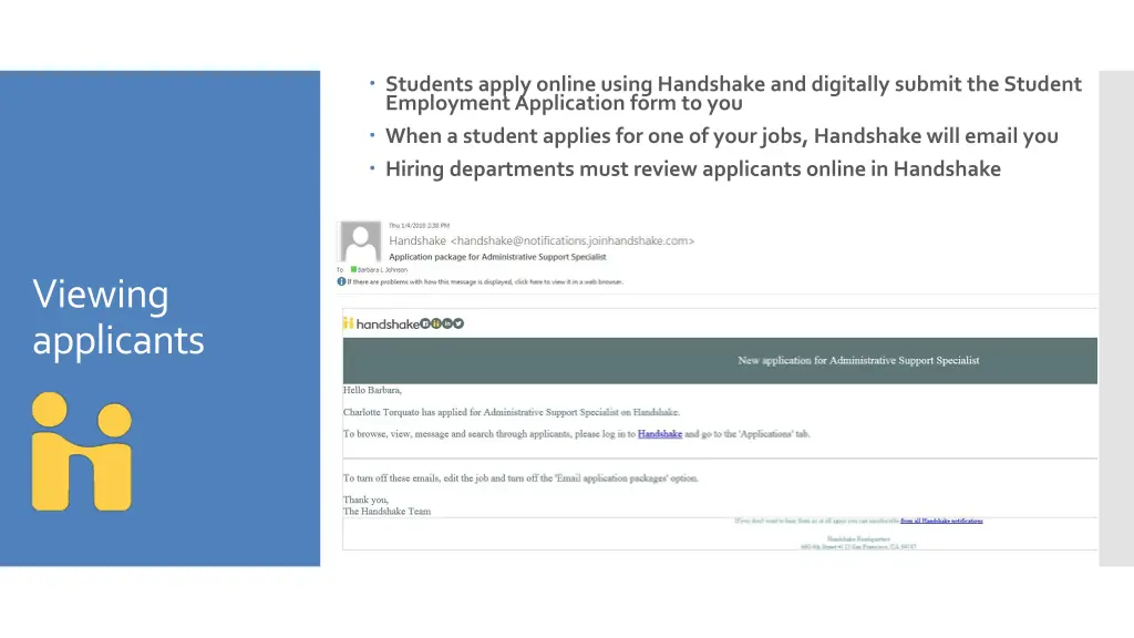 students apply online using handshake