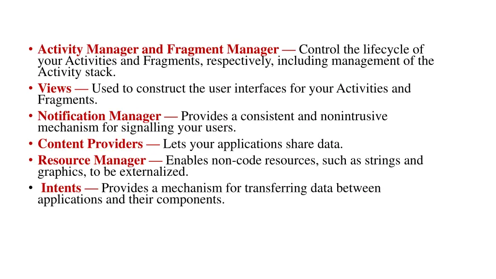 activity manager and fragment manager control