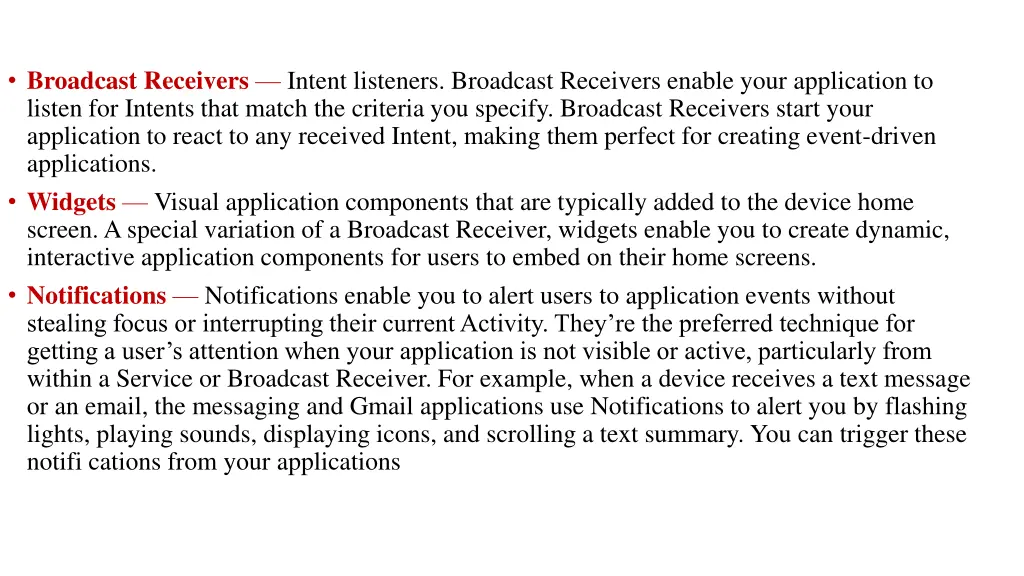 broadcast receivers intent listeners broadcast