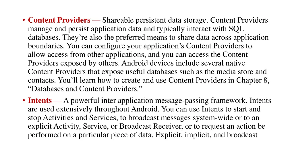 content providers shareable persistent data