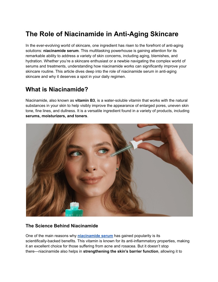 the role of niacinamide in anti aging skincare