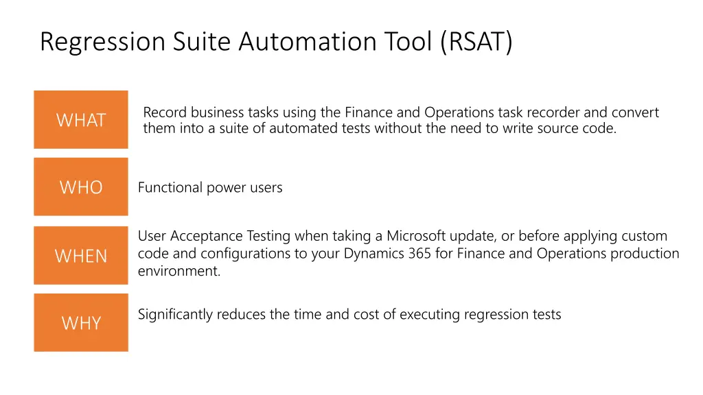 regression suite automation tool rsat