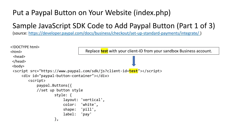 put a paypal button on your website index php