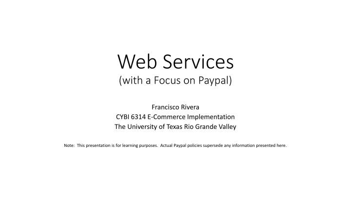 web services with a focus on paypal