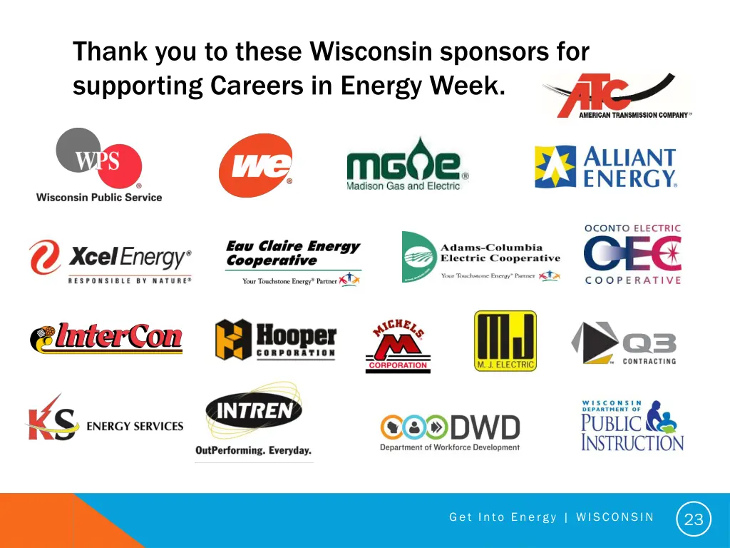 thank you to these wisconsin sponsors