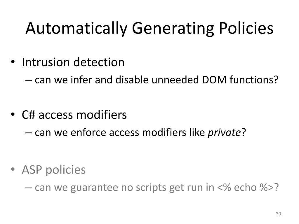 automatically generating policies