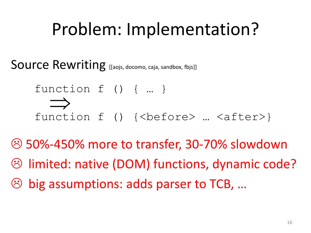 problem implementation