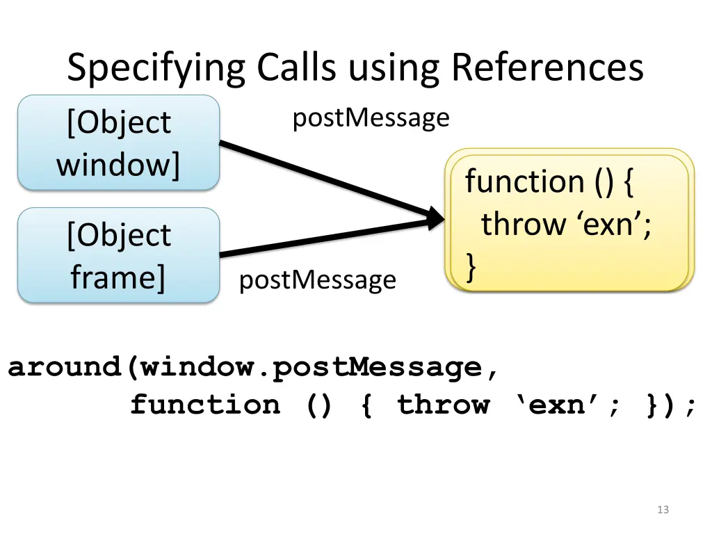 specifying calls using references object window