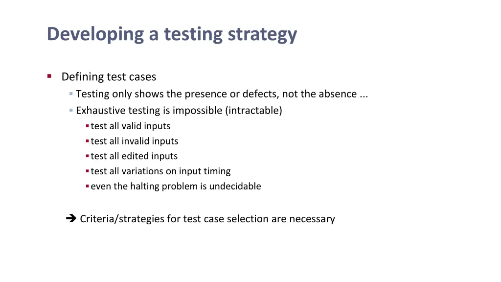 developing a testing strategy