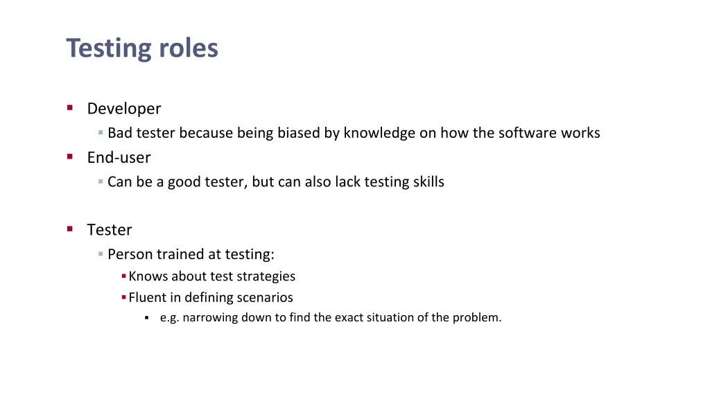 testing roles