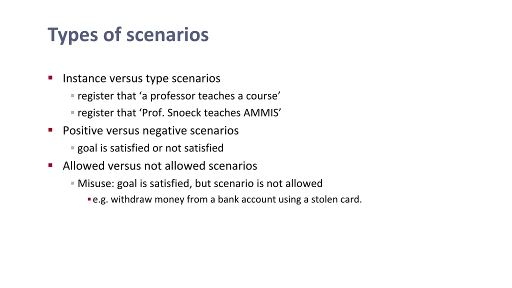 types of scenarios