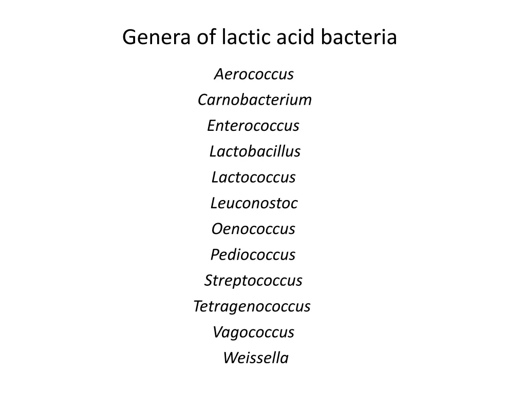 genera of lactic acid bacteria