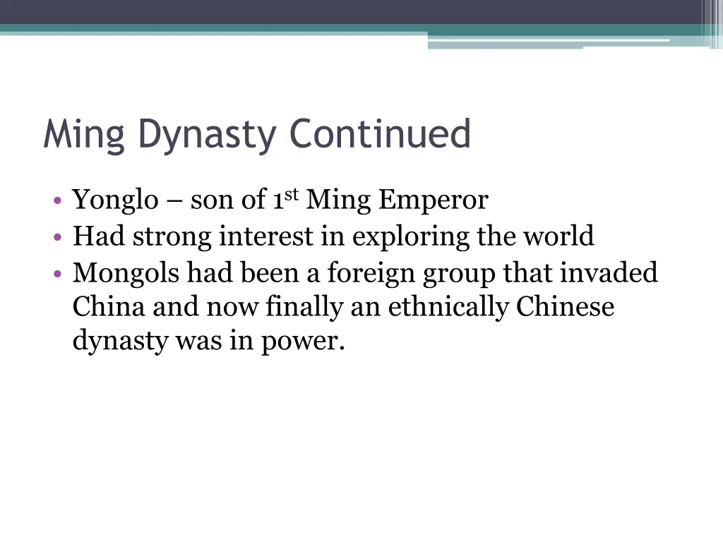 ming dynasty continued