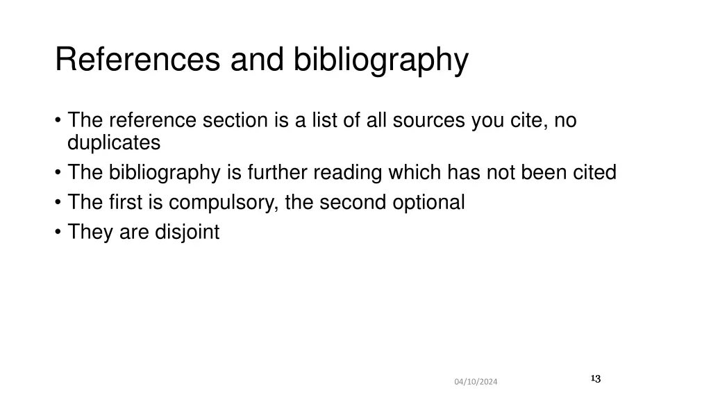 references and bibliography