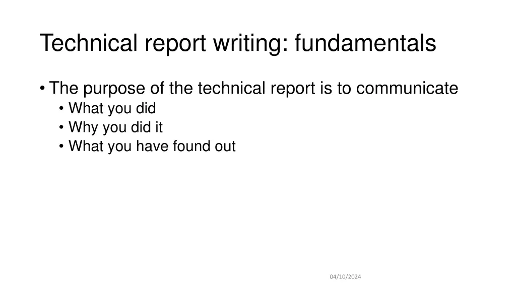 technical report writing fundamentals