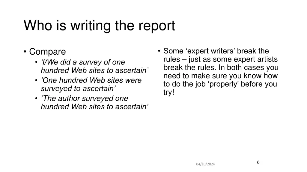 who is writing the report 1