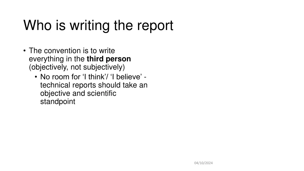 who is writing the report