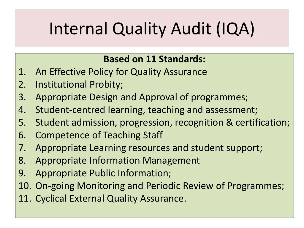 internal quality audit iqa