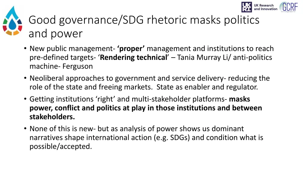 good governance sdg rhetoric masks politics