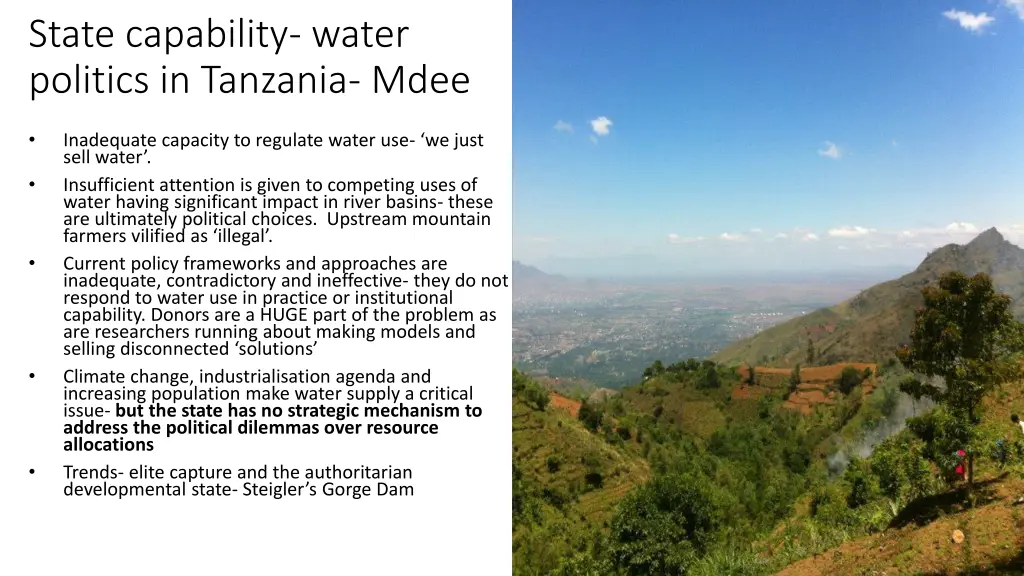 state capability water politics in tanzania mdee