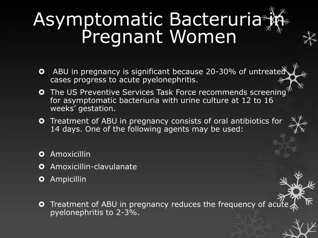 asymptomatic bacteruria in pregnant women