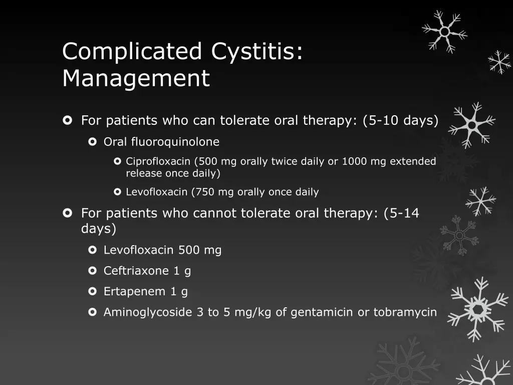 complicated cystitis management