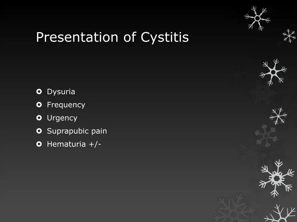 presentation of cystitis