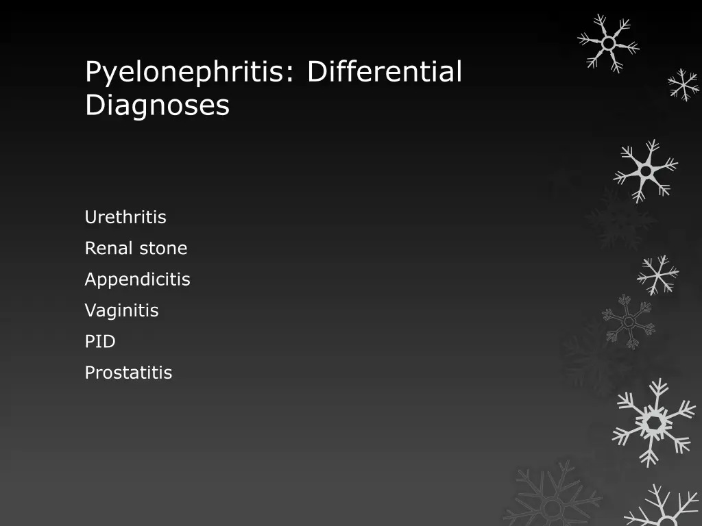 pyelonephritis differential diagnoses