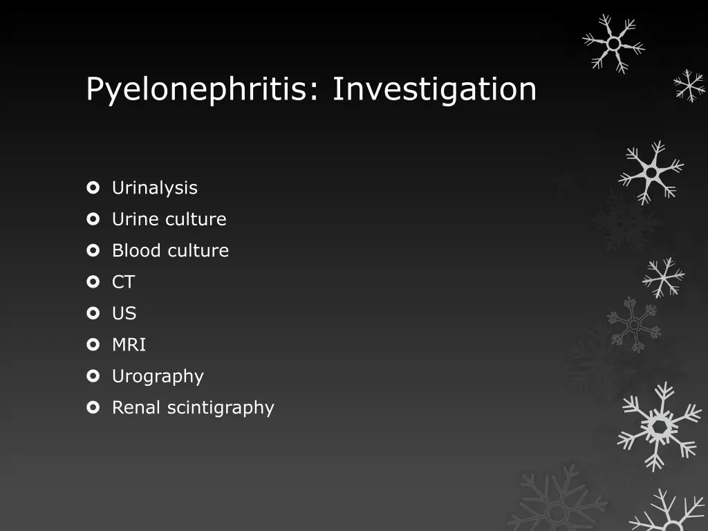 pyelonephritis investigation