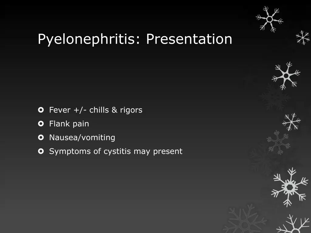 pyelonephritis presentation