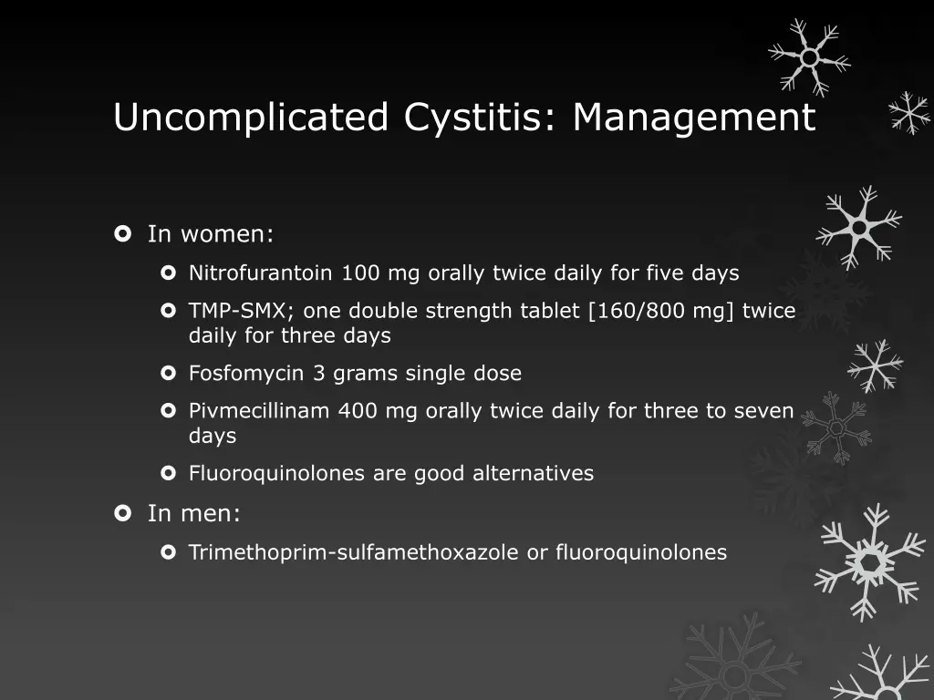 uncomplicated cystitis management