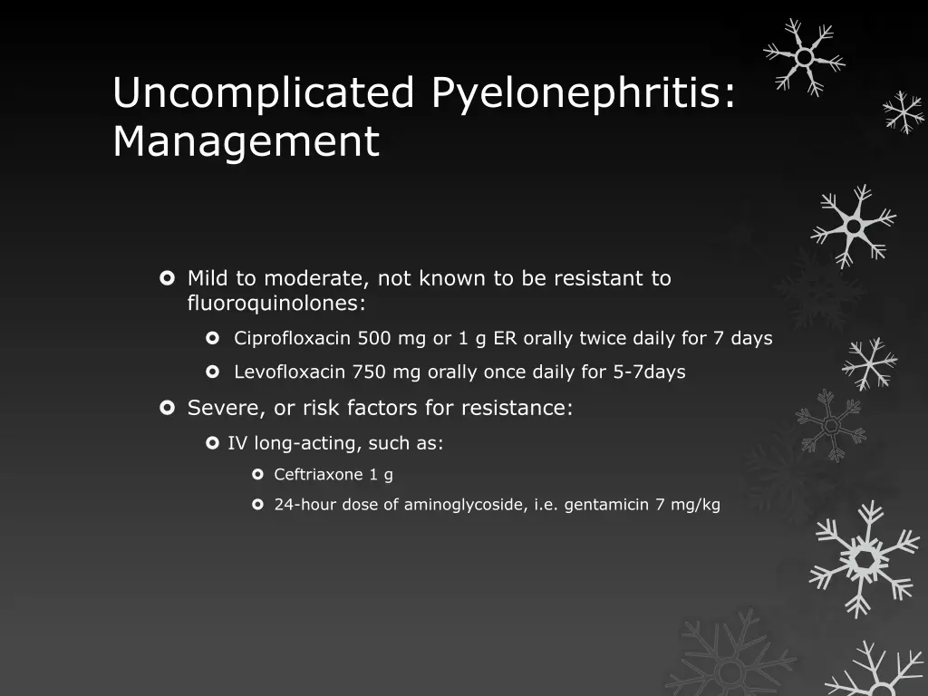 uncomplicated pyelonephritis management