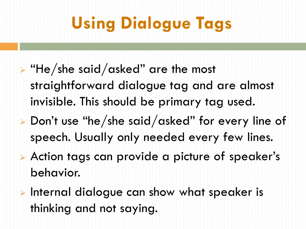 using dialogue tags