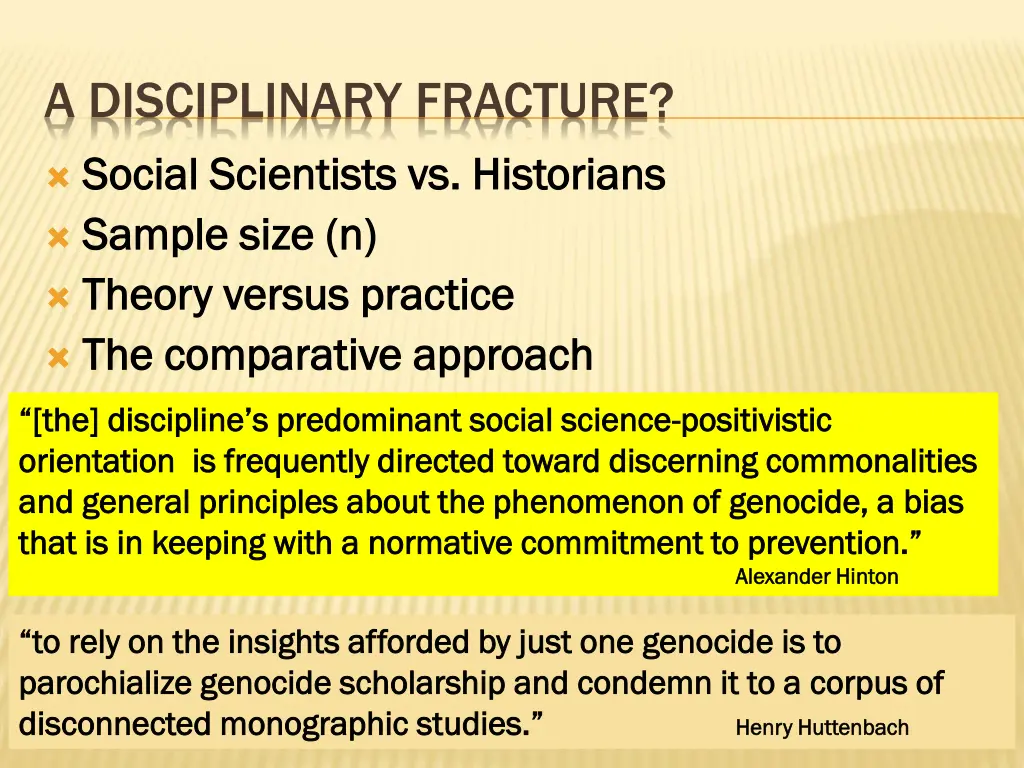 a disciplinary fracture social scientists