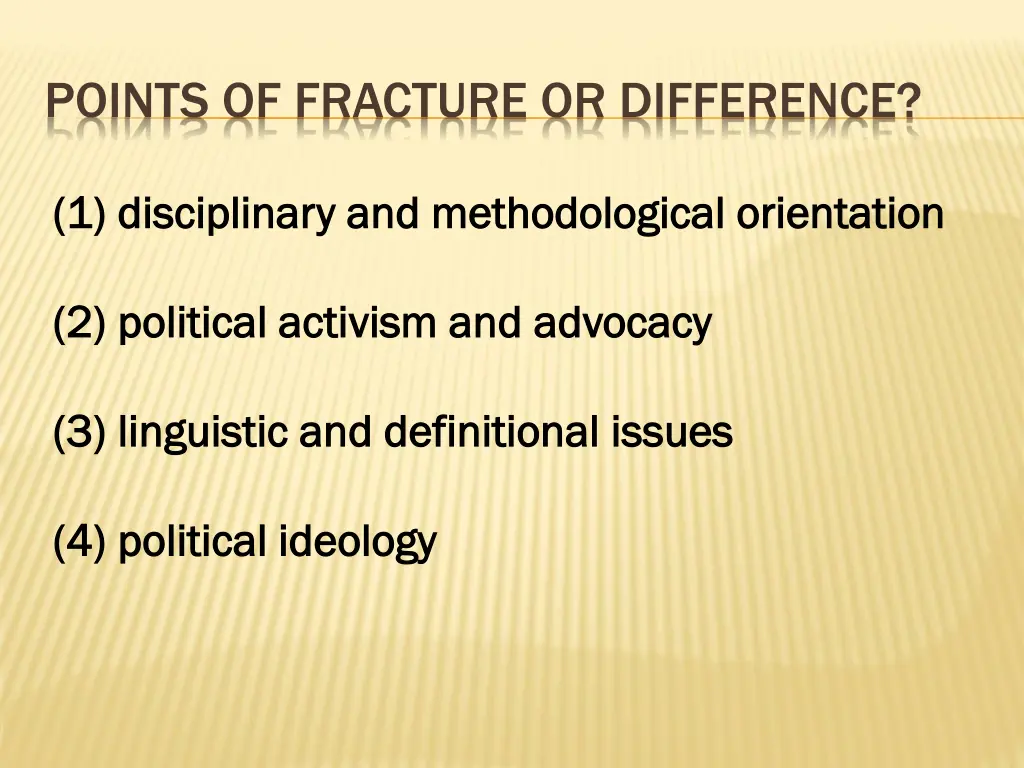 points of fracture or difference