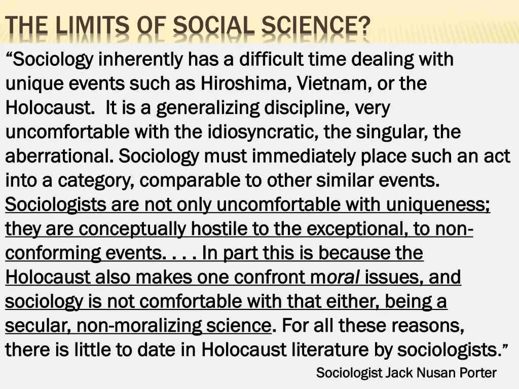 the limits of social science sociology inherently